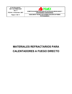 NRF-14-PEMEX-2007 MATERIALES REFRACTARIOS PARA CALENTADORES A FUEGO DIRECTO