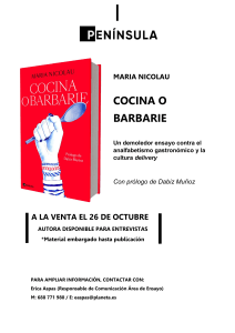 LIBRO COCINA Y BARBARIE FRAGMENTO DE MARIA NICOLAU