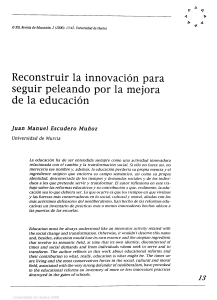 Reconstruir la innovación para seguir peleando por la mejora de la educación