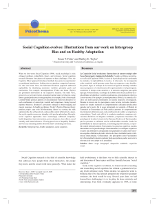 Fiske  Taylor (2020). SOCIAL COGNITION EVOLVES. ILLUSTRATIONS FROM OUR WORK ON INTERGROUP BIAS AND ON HEALTHY ADAPTATION