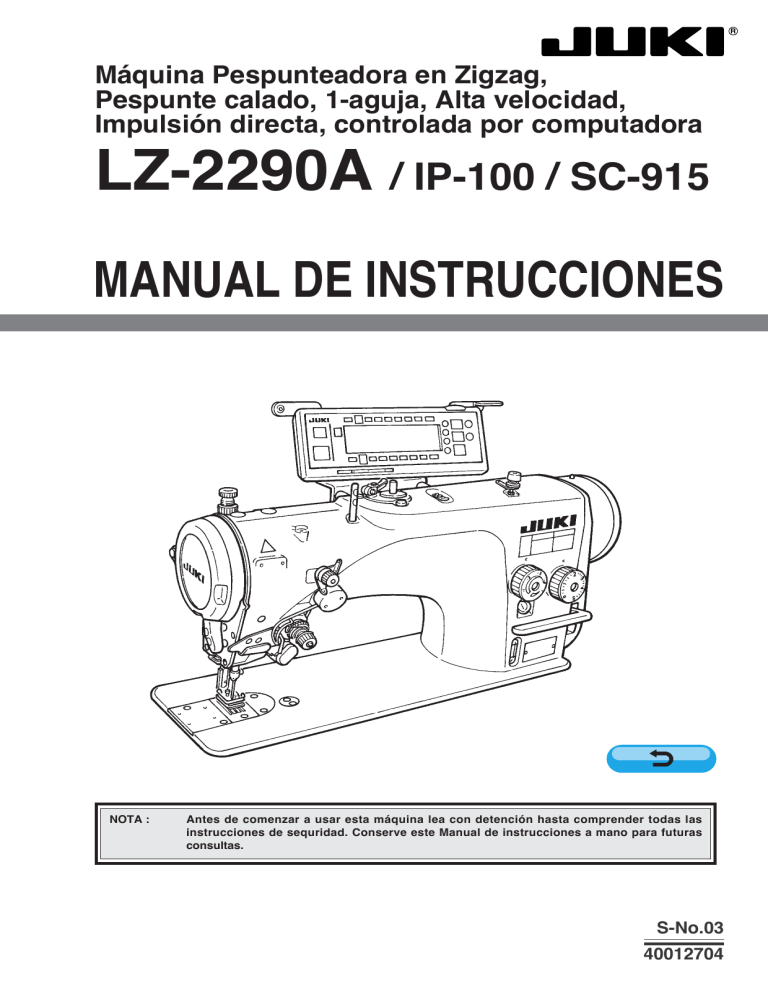 MANUAL DE INSTRUCCIONES JUKI