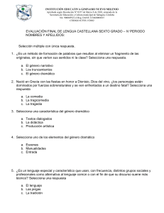 EVALUACION FINAL  DE LENGUA CASTELLANA GRADO 6°  PERIODO IV 2023 SAMUEL BELTRAN MOJICA