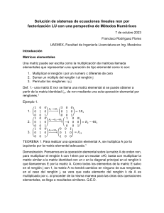 Solución de sistemas de ecuaciones lineales nxn por factorización LU con una perspectiva de Métodos Numéricos
