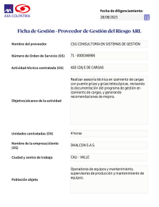 OS 71-346906  Ficha de Gestión técnica