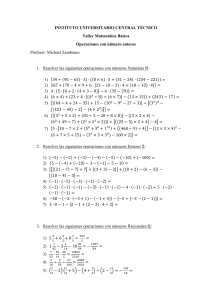 Taller Matemática Básica (Operación con número reales) 