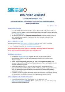 Guidelines for Umbrella Organizations - SDG Action Weekend 