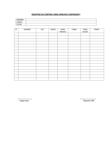 REGISTRO DE CONTROL PARA ESPACIOS CONFINADOS