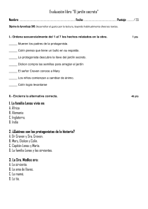Evaluaci&oacute;n libro El jard&iacute;n secreto