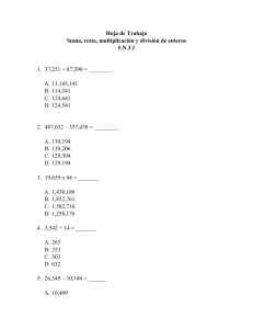 5.2.1 Ejercicios Suma, resta, multiplicación y división de enteros