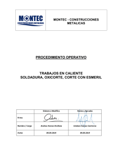 Procedimiento Soldadura, Oxicorte, Corte con Esmeril