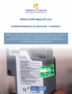 REGLAMENTO-TECNICO-ALCOHOSENSORES / AUTORIA DE INDUSTRIA Y COMERCIO SUPERINTENDENCIA