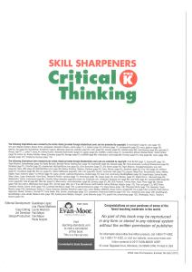 Pre-K Skill Sharpeners Critical Thinking Grade PreK