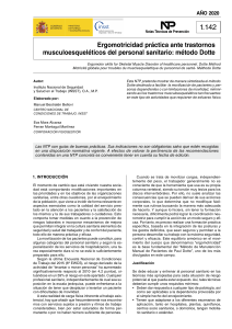NTP 1142 Ergomotricidad práctica ante trastornos musculoesqueléticos del personal sanitario método Dotte - Año 2020