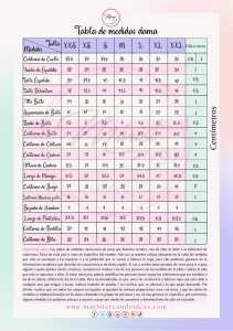 Tabla de Medidas dama Marist Creando Ideas. N noviembre de 2023