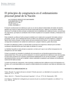 El principio de congruencia en el ordenamiento procesal penal de la Nación