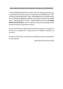 DECLARACION JURADA DE NO ADEUDO EN ZONA DE INTERVENCIÓN