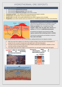  ores from hydrothermal processes