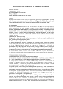 RESOLUCIÓN DEL TRIBUNAL REGISTRAL PODER IRREVOCABLE