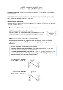 Resumen sobre los tipos de Transacciones según el Análisis Transaccional de Eric Berne