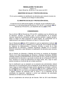 Resolución  0719 2015 Clasificación de alimentos x riesgo - copia