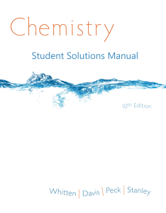 Chemistry Student Solutions Manual, 10th Edition