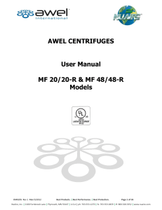 Manual for NuAire MF Model Benchtop Centrifuges 1411072384