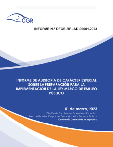 INFORME DE AUDITORÍA DE CARÁCTER ESPECIAL SOBRE LA PREPARACIÓN PARA LA IMPLEMENTACIÓN DE LA LEY MARCO DE EMPLEO PÚBLICO