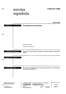 UNE EN 13306 Terminologia del Mantenimiento (2002)