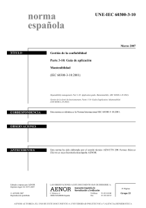 UNE IEC 60300-3-10 Guía de Apliacación Mantenibilidad (2007)