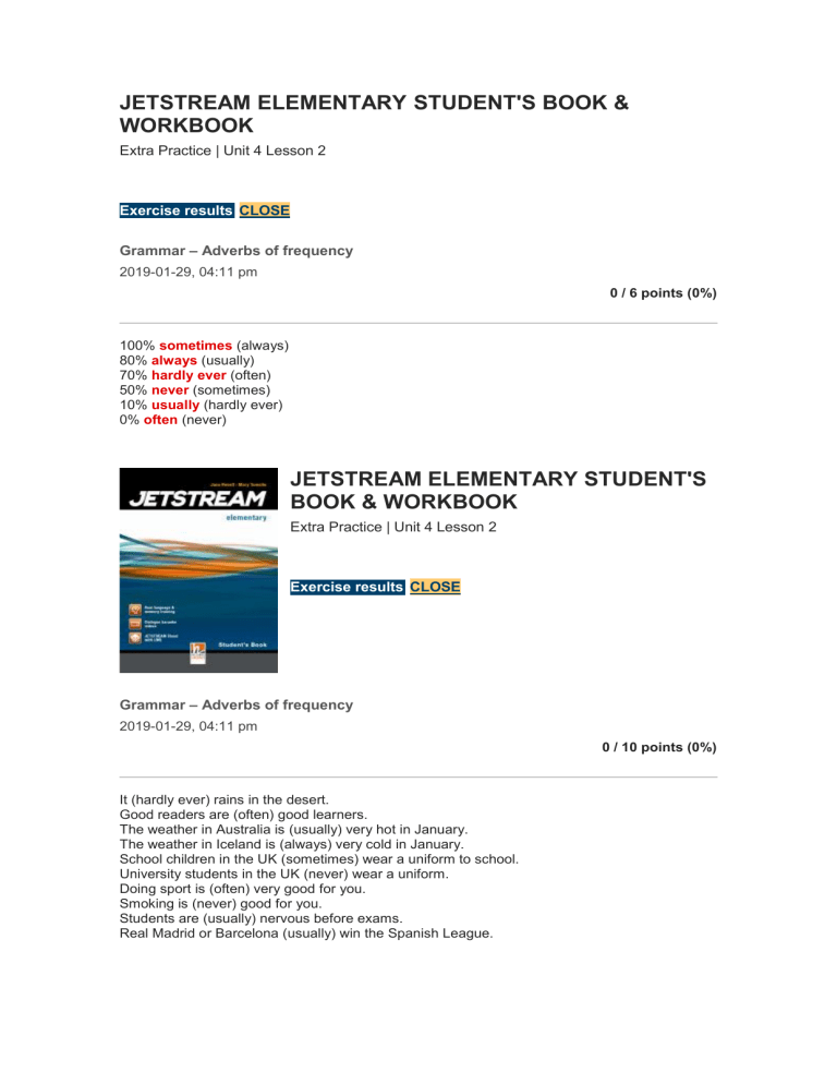 American JETSTREAM Elementary Student's Book-Extra Practice Unit4 Lesson 2