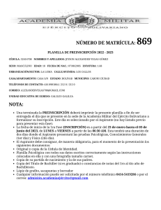 COMPROBANTE DE PREINSCRIPCION PROCESO V 2022-2023