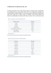 COMPOSCION NUTRICIONAL DEL AJO