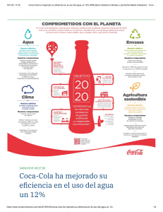 Coca-Cola ha mejorado su eficiencia en el uso del agua un 12% (RSE-Buen Gobierno-Clientes y productos-Medio Ambiente)    Compromiso RSE