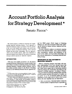[Industrial Marketing Management 1982-feb vol. 11 iss. 1] Renato Fiocca - Account portfolio analysis for strategy development (1982) [10.1016 0019-8501(82)90034-7] - libgen.li