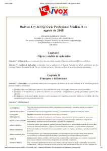 Bolivia  Ley del Ejercicio Profesional Médico, 8 de agosto de 2005