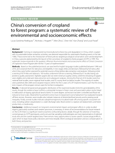 China Case Rodriguez et al (2016) Chinaas conversion of cropland to forestry program
