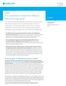 Barclays Ecuador Is it possible to break the default restructuring cycle