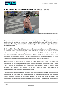 Los retos de las mujeres en America Latina. Coral Herrera Gómez, Revista Es Global 2014