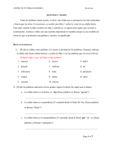Acentos y tildes en espanol Spanish Accent Marks