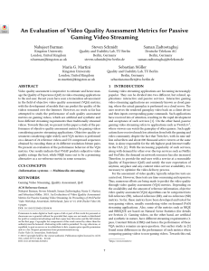an evaluation of video quality assessment metrics for passive gaming video streaming