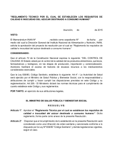 16-0571-00 s - REGLAMENTO TECNICO REQUISITOS DE CALIDAD E INOCUIDAD DEL AZUCAR