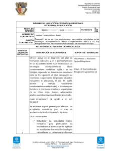 INFORME DE EJECUCIÓN ACTIVIDADES OPERATIVAS ALCALDIA MUNICIPAL COLOMBIA