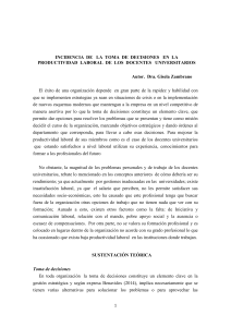 INCIDEN CIA  DE  LA TOMA  DE  DECISIONES  EN  LA  PRODUCTIVIDAD  LABORAL  DE  LOS  DOCENTES   UNIVERSITARIOS