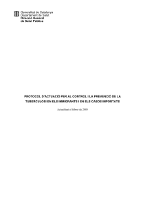 protocol actuacio control prevencio tuberculosi immigrants casos importats 2005
