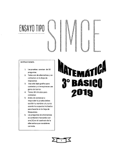 Ensayo tipo SIMCE Matematicas 3°Basico 2019 ($1.950) Anillado
