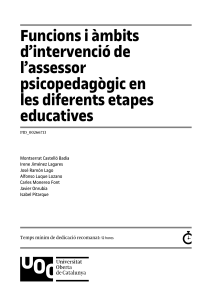 1 - Funcions i àmbits d’intervenció de l’assessor psicopedagògic en les diferents etapes educatives