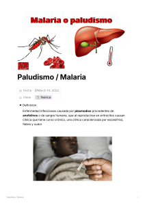 Paludismo infectología