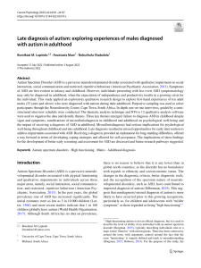 Late diagnosis of autism exploring experiences of males diagnosed