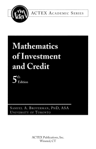 Mathematics of Investment and Credit by Samuel A. Broverman