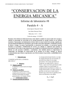 Informe de laboratorio 8, Conservacion de la energia necanica